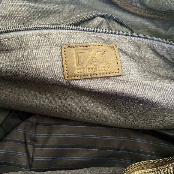 Cutter & Buck Brown Leather Blue Interior Travel Carry-on Duffel Bag - Picture 8 of 13